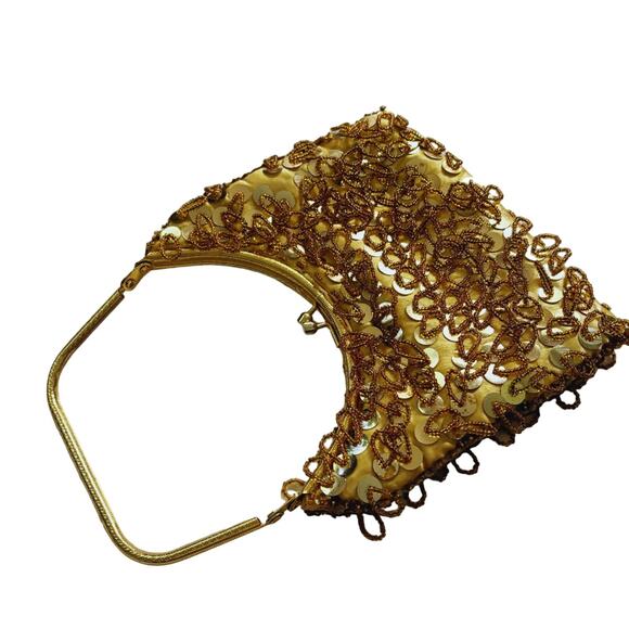 Vintage Simon Beaded Top Handle Handbag Gold - Picture 6 of 13